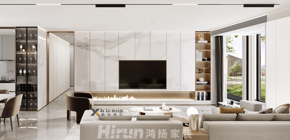 武漢天地160㎡雅致現代四居室 裝修案例效果圖-電視背景