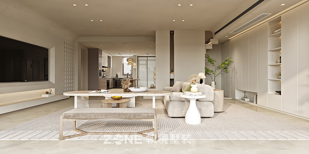 中信城開東宸上品155㎡極簡詫寂復(fù)式 裝修案例效果圖-2
