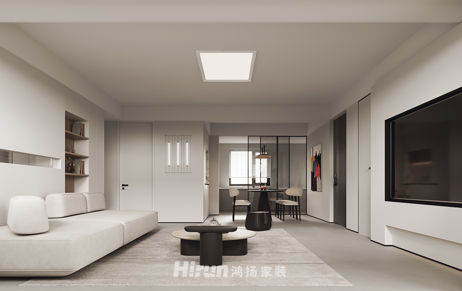 遠(yuǎn)洋紅星天鉑160㎡雅致現(xiàn)代四居室 裝修案例效果圖-2