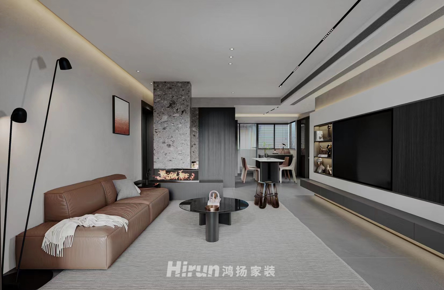 恒廣國際140㎡雅致現(xiàn)代四居室 裝修案例效果圖-1