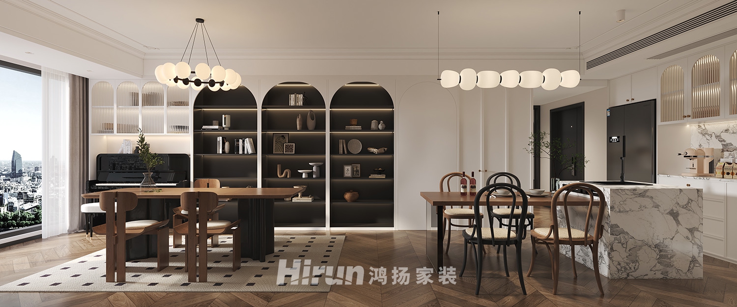 八方小區(qū)124㎡新裝飾主義四居室 裝修案例效果圖-2