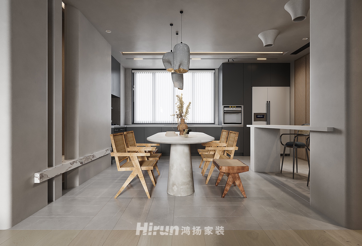 濱江御苑-簡.舍130㎡復(fù)古風(fēng)潮三居室 裝修案例效果圖-2