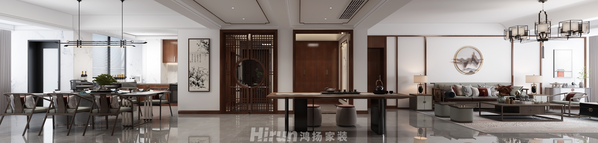 美居樂(lè)瓏庭210㎡復(fù)合寫意大平層 裝修案例效果圖-1