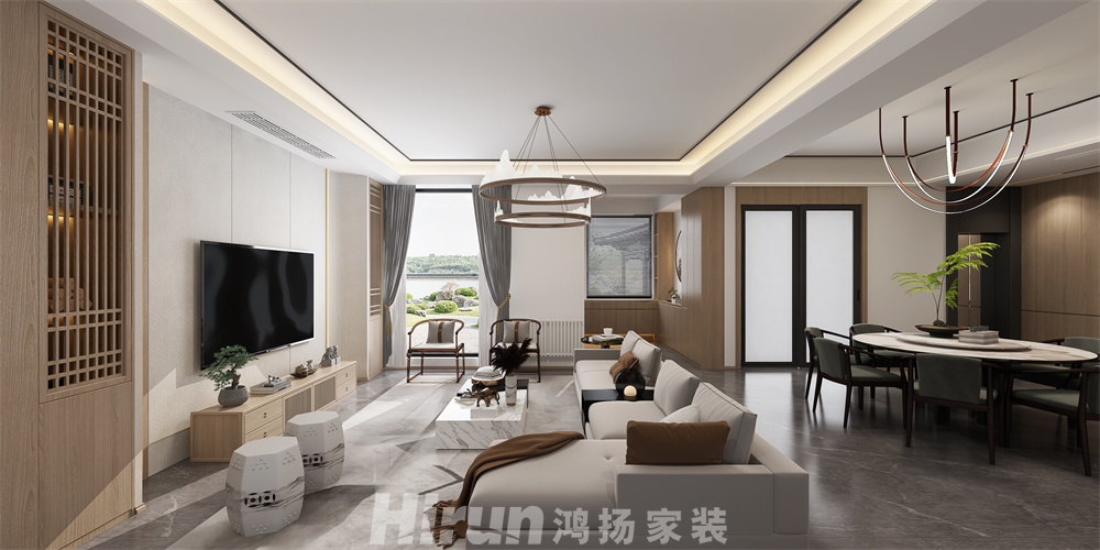 湘江富力城380㎡復合寫意別墅 裝修案例效果圖-2