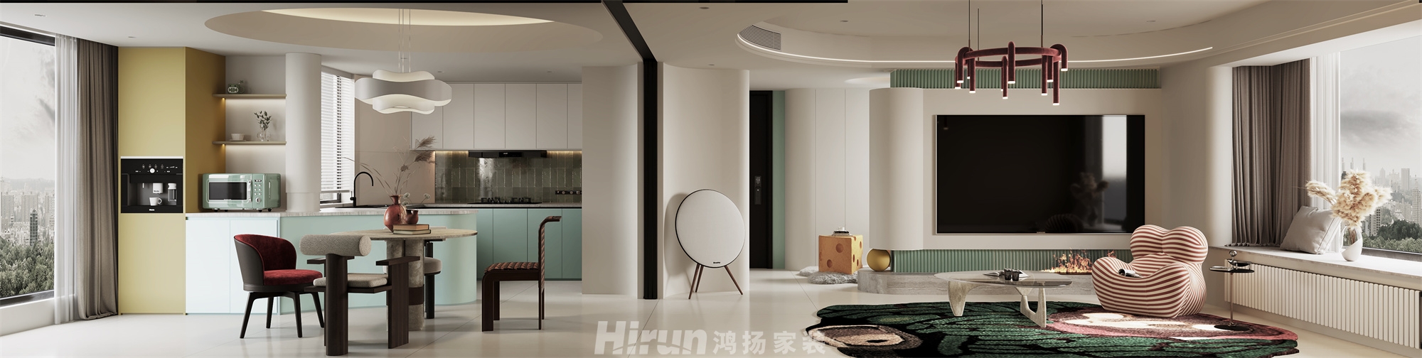 榮悅臺(tái)140㎡優(yōu)雅繽紛四居室 裝修案例效果圖-1