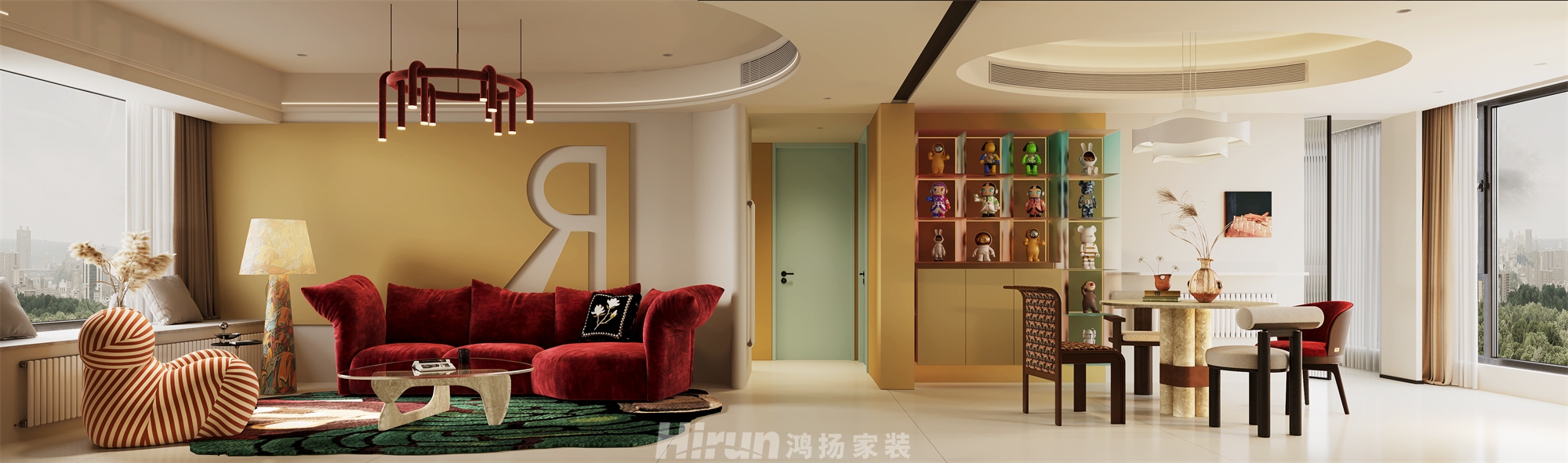 榮悅臺(tái)140㎡優(yōu)雅繽紛四居室 裝修案例效果圖-2