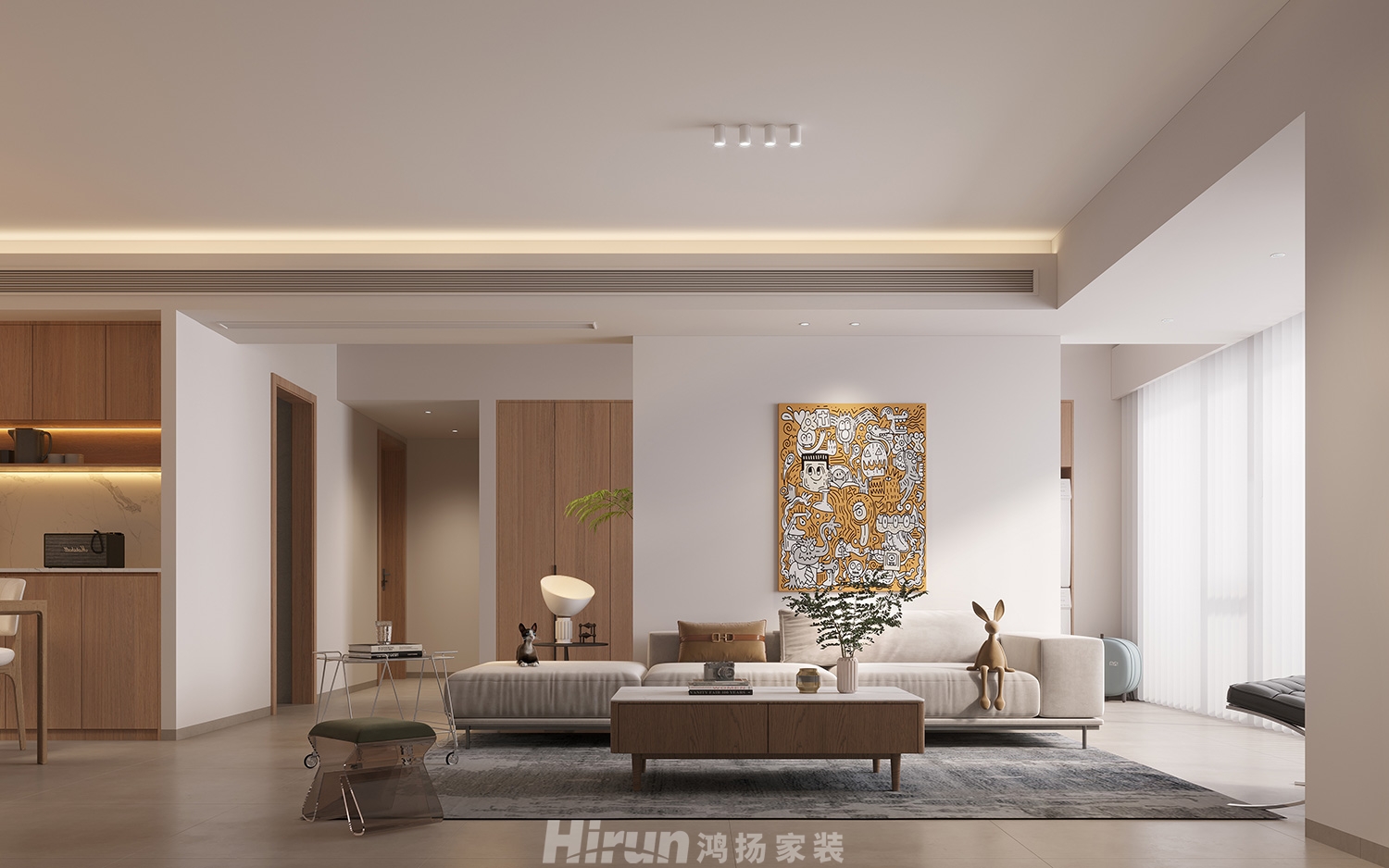 旭輝國(guó)悅府140㎡北歐之光四居室 裝修案例效果圖-3