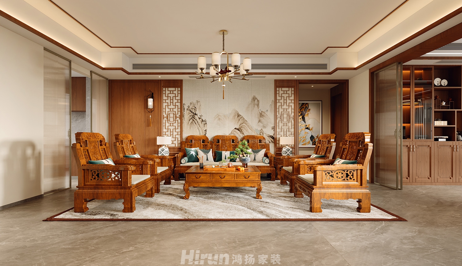 麓隱桐溪350㎡寫意木構別墅 裝修案例效果圖-1