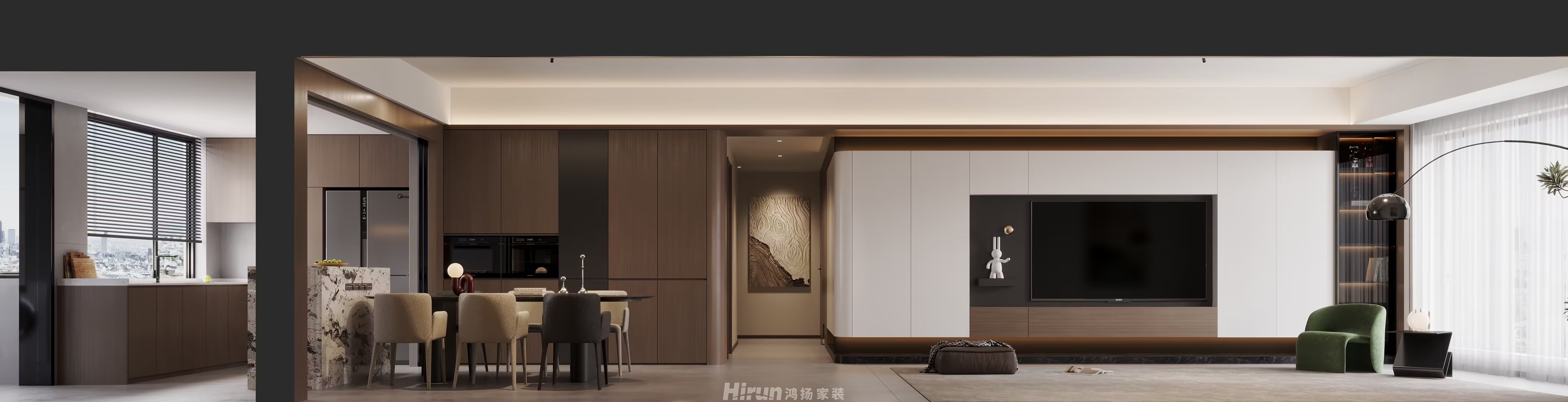 穿紫河壹號(hào)160㎡新裝飾主義四居室 裝修案例效果圖-12