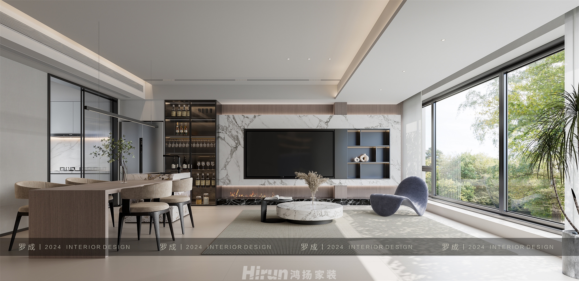 萬(wàn)境松雅300㎡雅致現(xiàn)代疊墅 裝修案例效果圖-2