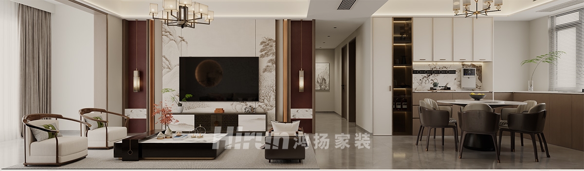 鈺瓏灣260㎡復合寫意復式 裝修案例效果圖-2