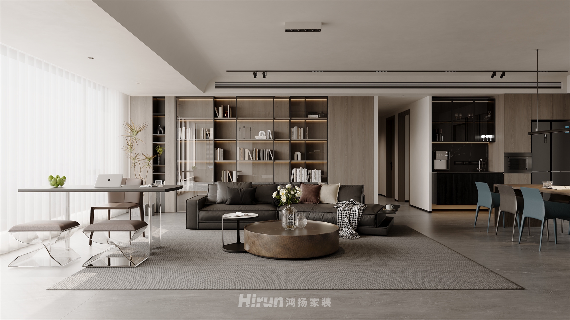 粵吉匯璽140㎡雅致現代四居室 裝修案例效果圖-3