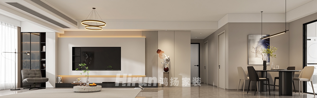 潤(rùn)和瀚文府128㎡雅致現(xiàn)代三居室 裝修案例效果圖-3