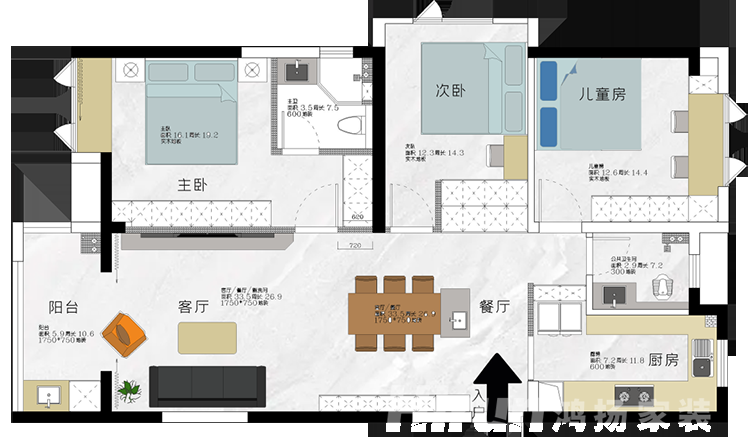 2022年房子怎么裝修好看，鴻揚家裝三居室“雅致灰調”裝修案例分享